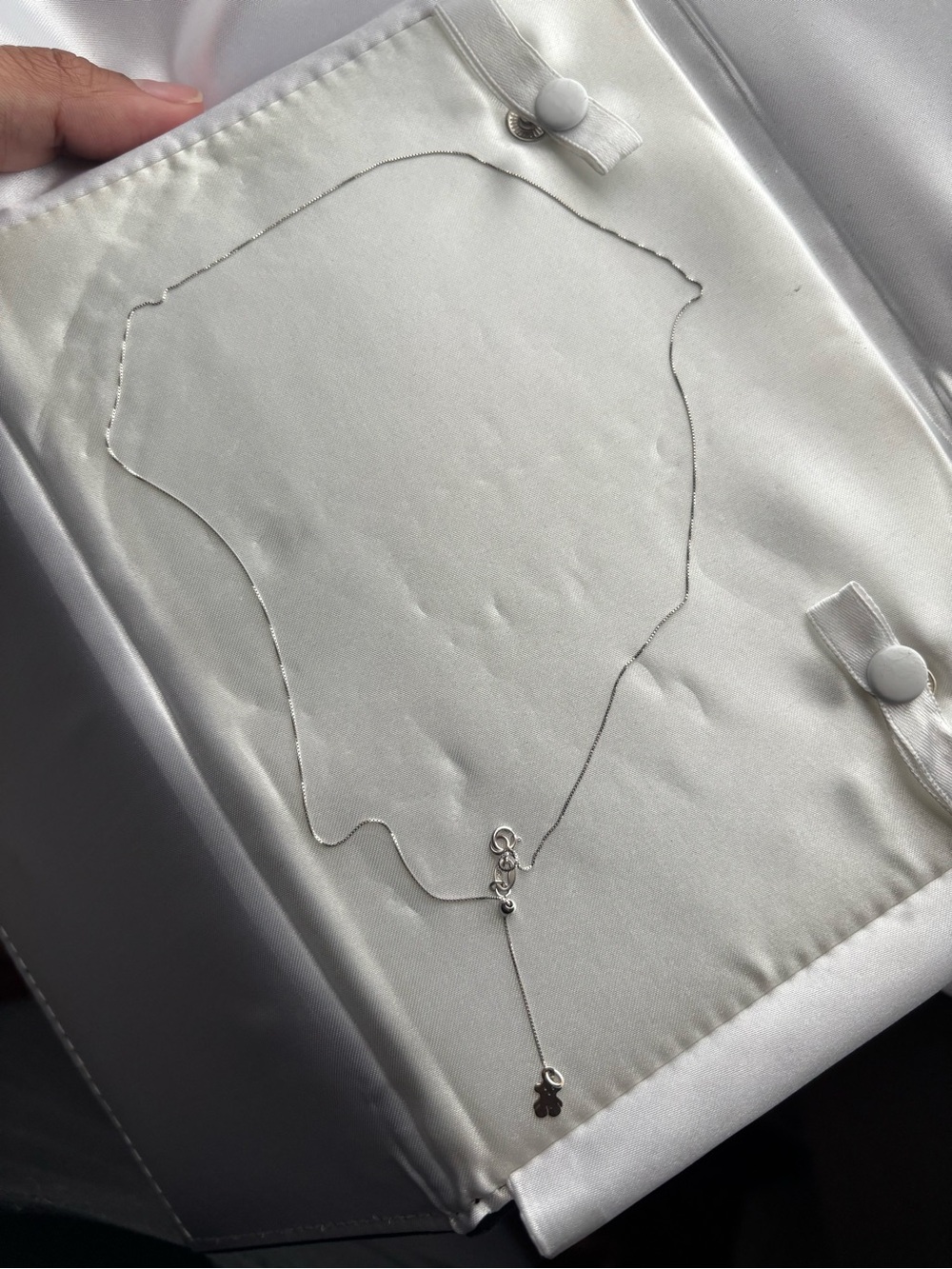 Tous 18k white Gold with Teddy bear adjustable box chain